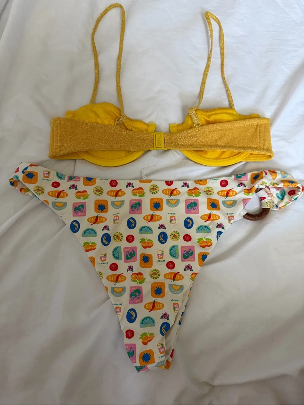 triangl swimwear Yellow Women's Jeans-Style Bikini Top